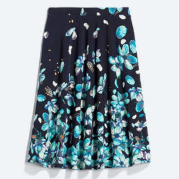 Gilli Blue & Black Floral Midi Skirt Size Small - Picture 7 of 9